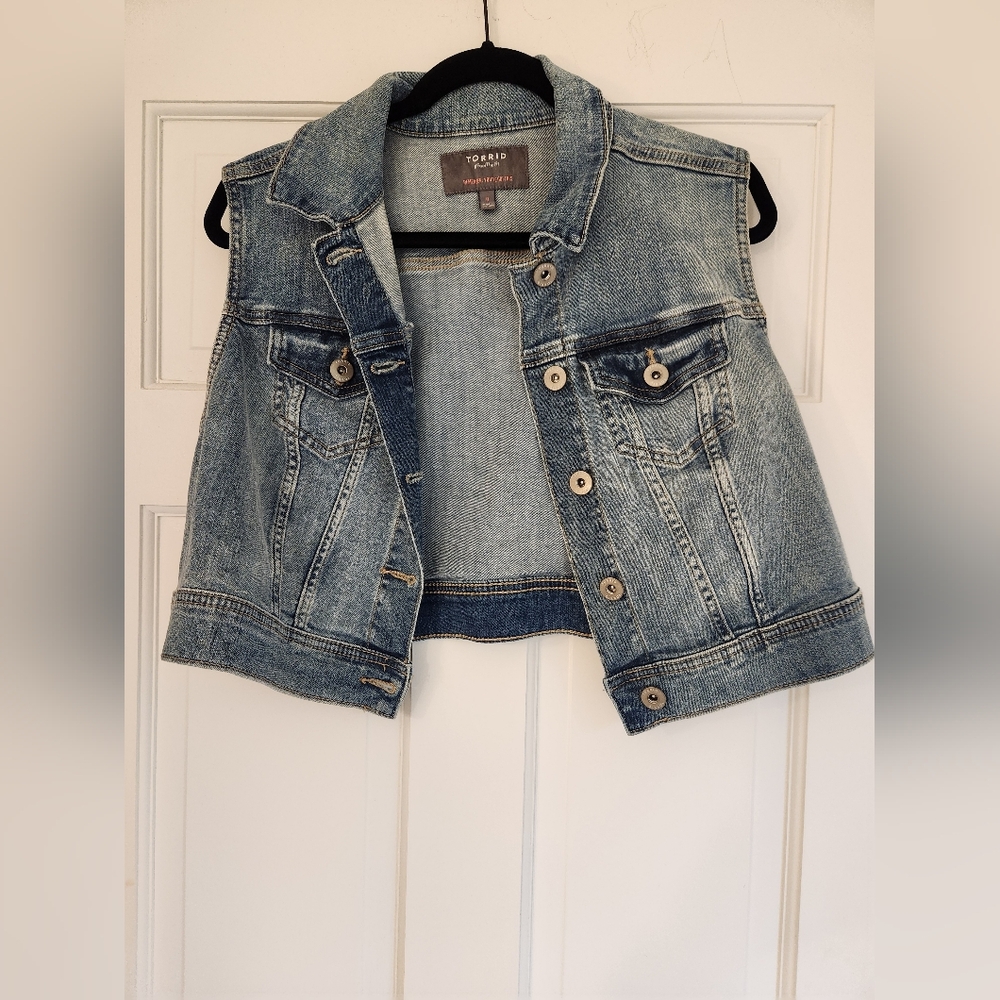 Torrid Crop Jean Jacket Vest